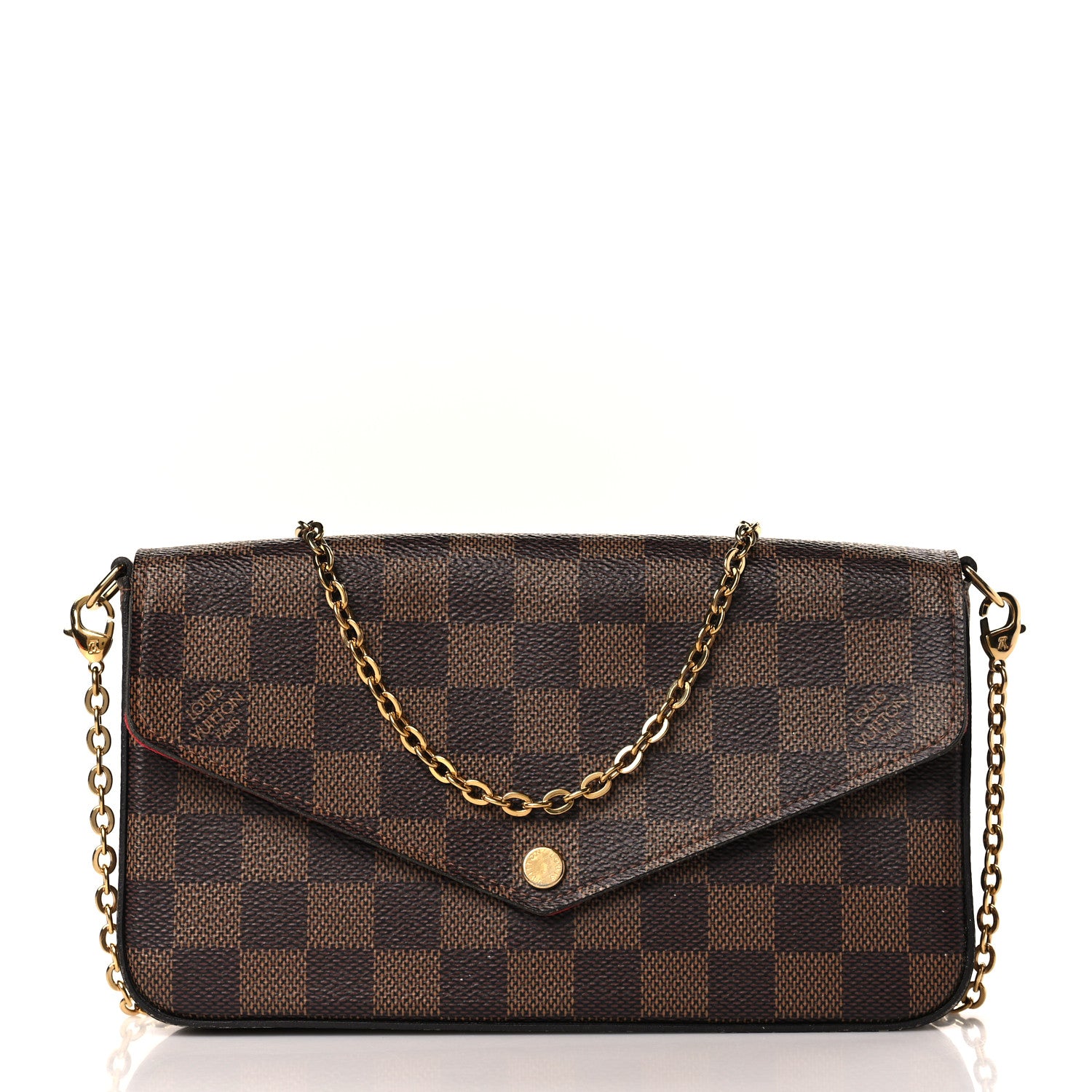 Louis Vuitton Damier Ebene Pochette Felicie Chain Wallet 3 of 9