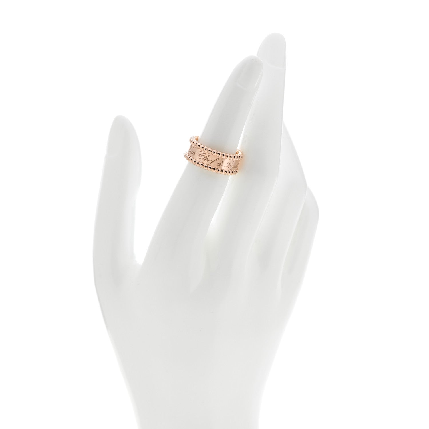 Van Cleef & Arpels 18K Rose Gold Perlee Signature Ring 50 5.25 2 of 6