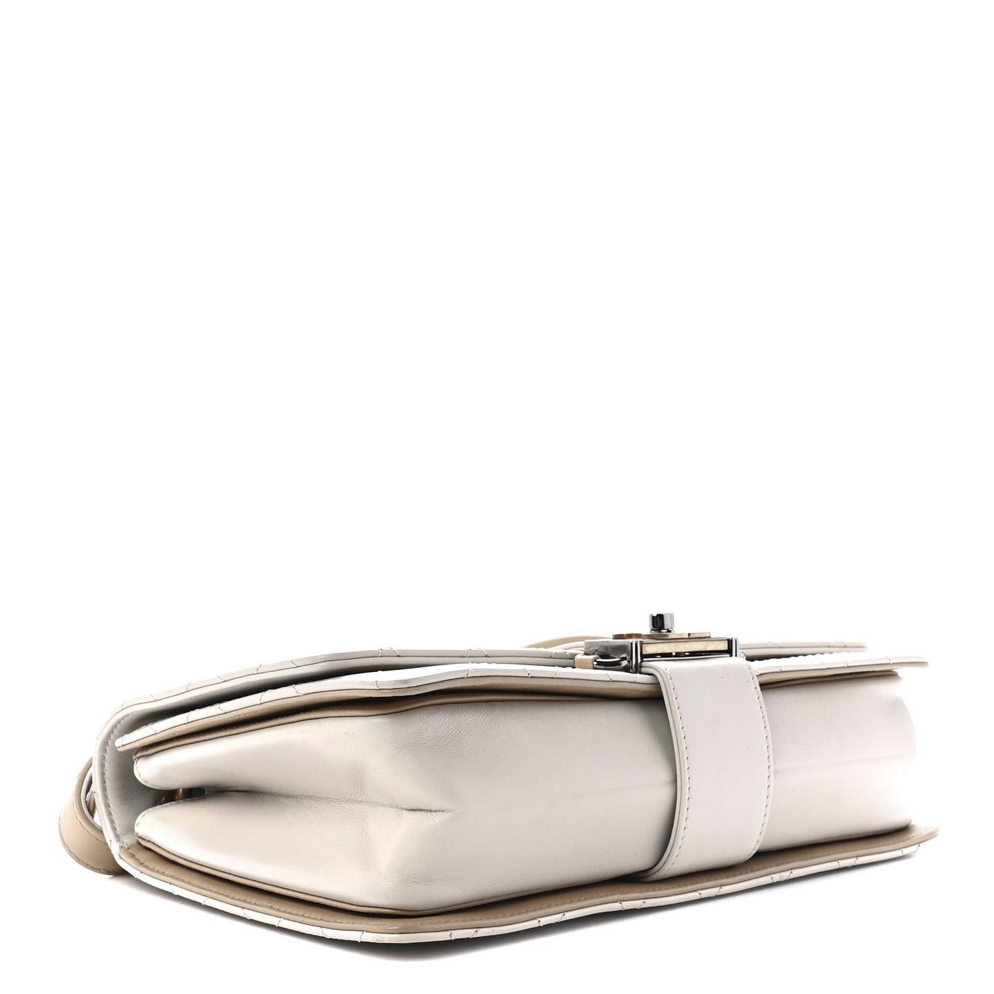 Calfskin Stitched Flap White