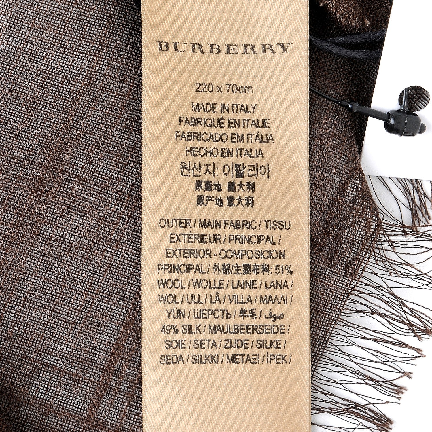 Burberry Wool Silk Ombre Gauze Giant Check Scarf Camel 5 of 5