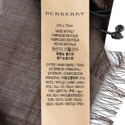 Burberry Wool Silk Ombre Gauze Giant Check Scarf Camel 5 of 5