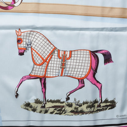 Hermes Silk Couvertures Et Tenues de Jour Scarf 140 Gris Perle Fuchsia Black 4 of 14