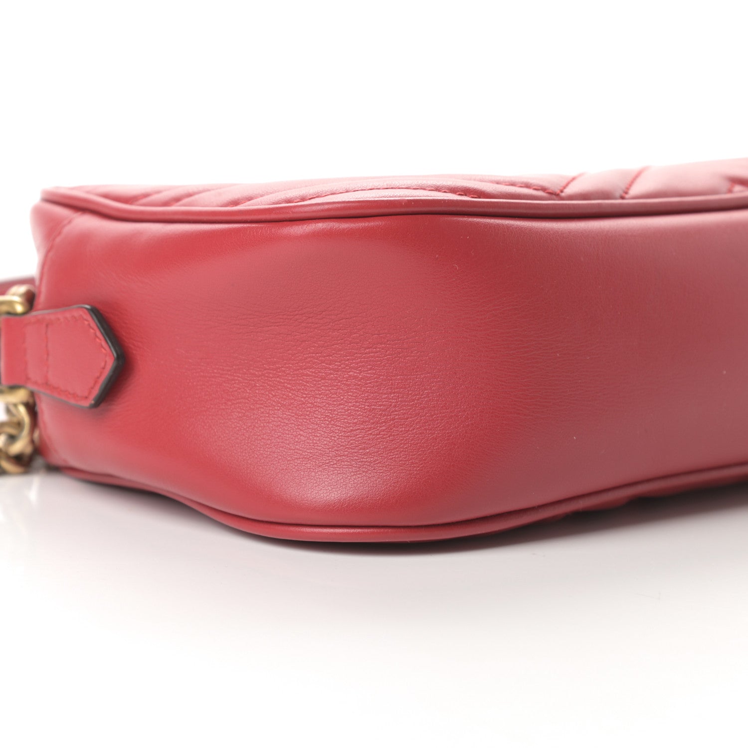Gucci Calfskin Matelasse Small GG Marmont Chain Shoulder Bag Hibiscus Red 9 of 15