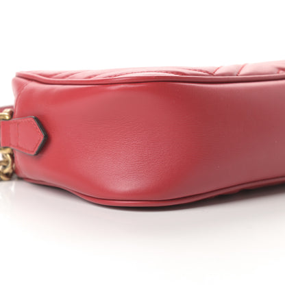 Gucci Calfskin Matelasse Small GG Marmont Chain Shoulder Bag Hibiscus Red 9 of 15