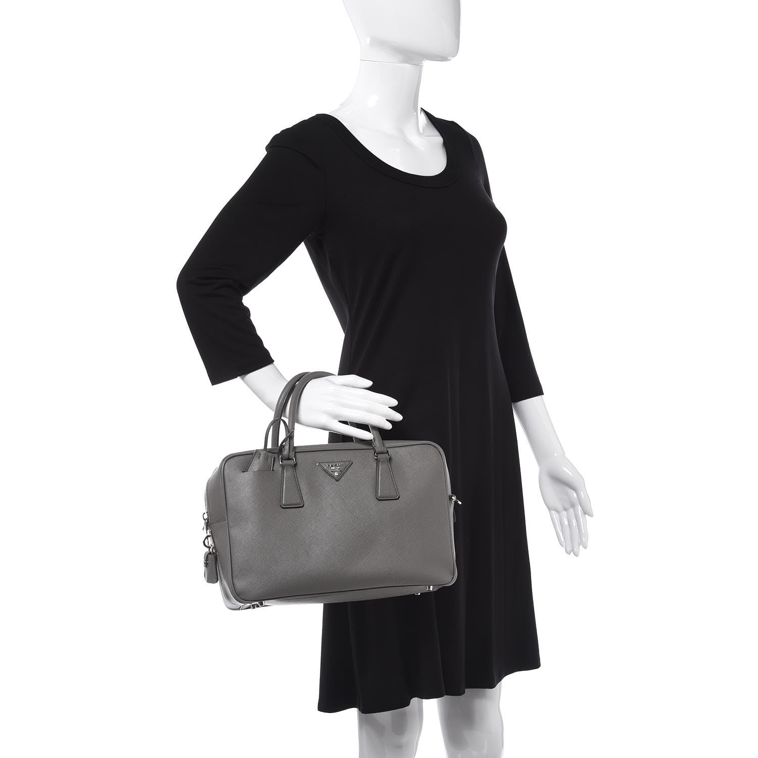 Prada Saffiano Lux Bowler Marmo 2 of 9