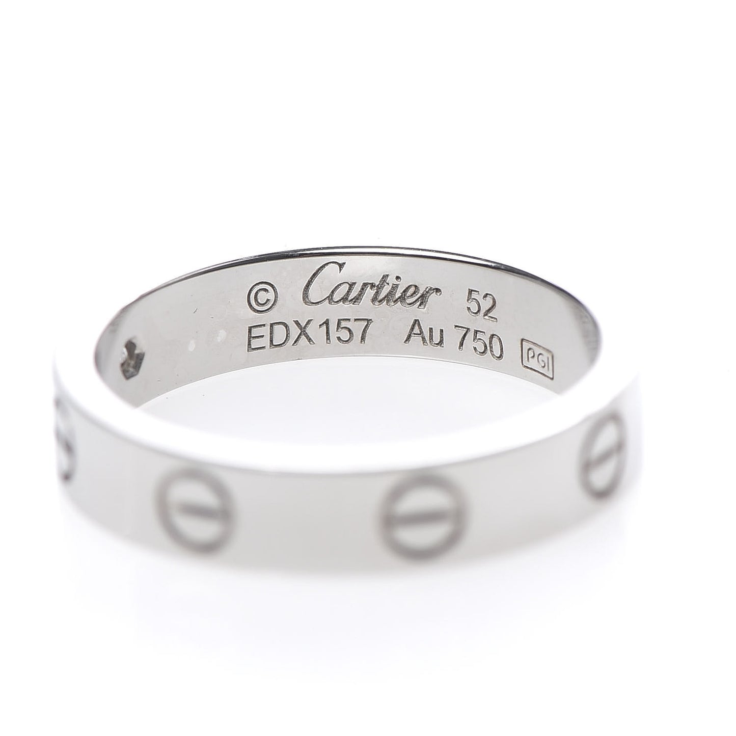 18K White Gold Diamond 4mm LOVE Wedding Band Ring 52 6