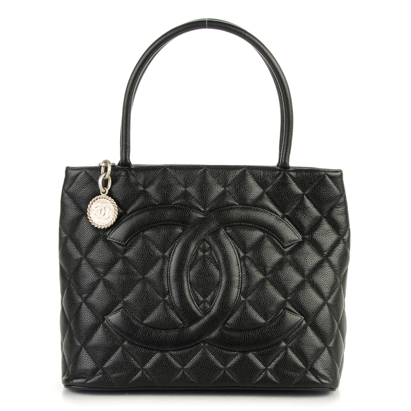 Caviar Quilted Medallion Tote Black
