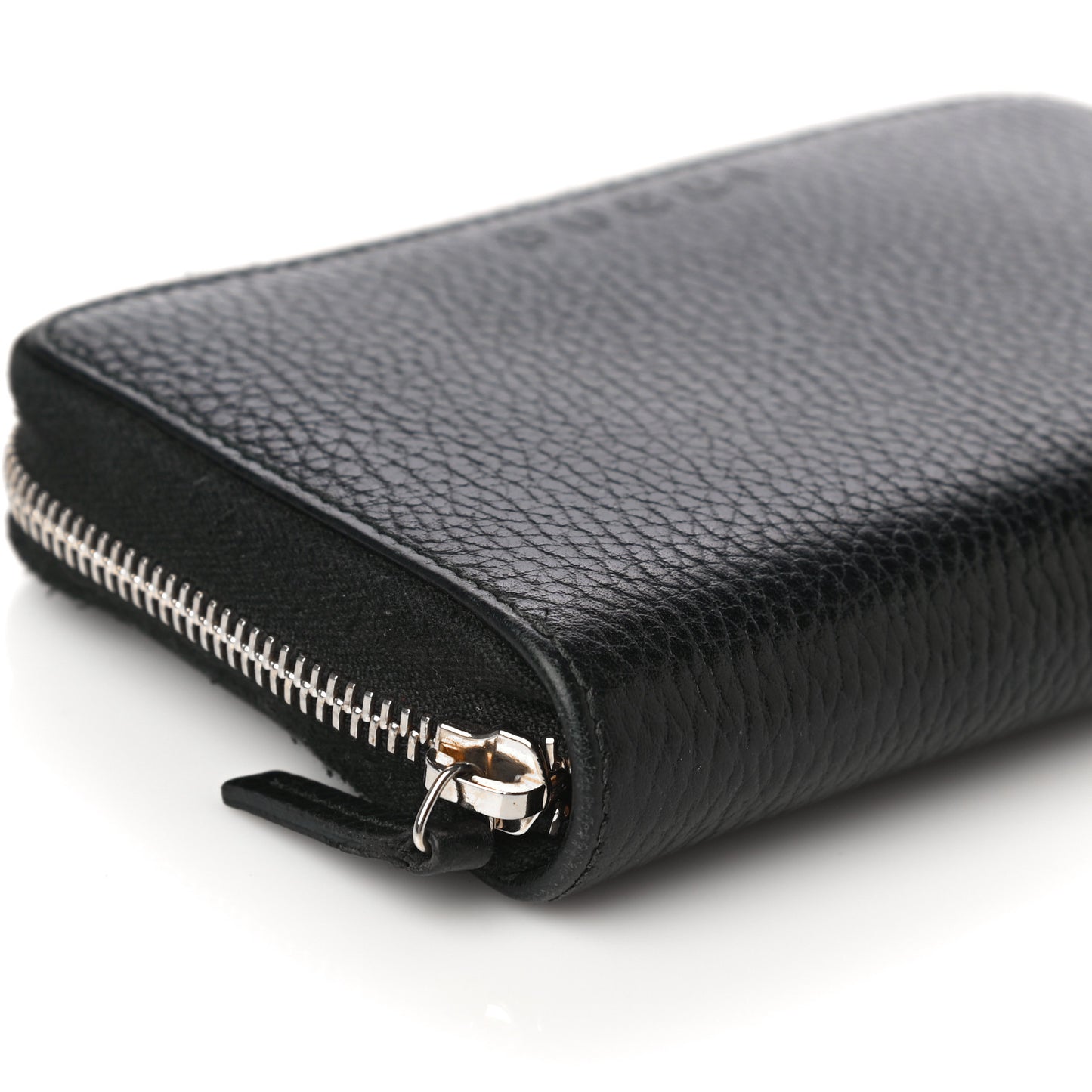 Pebbled Calfskin Zip Around Wallet Black