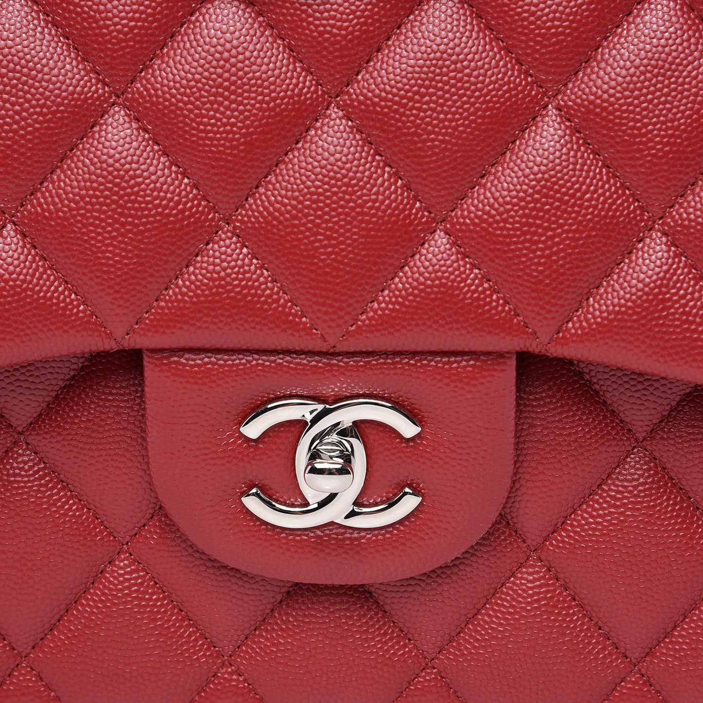 Caviar Quilted Jumbo Double Flap Red