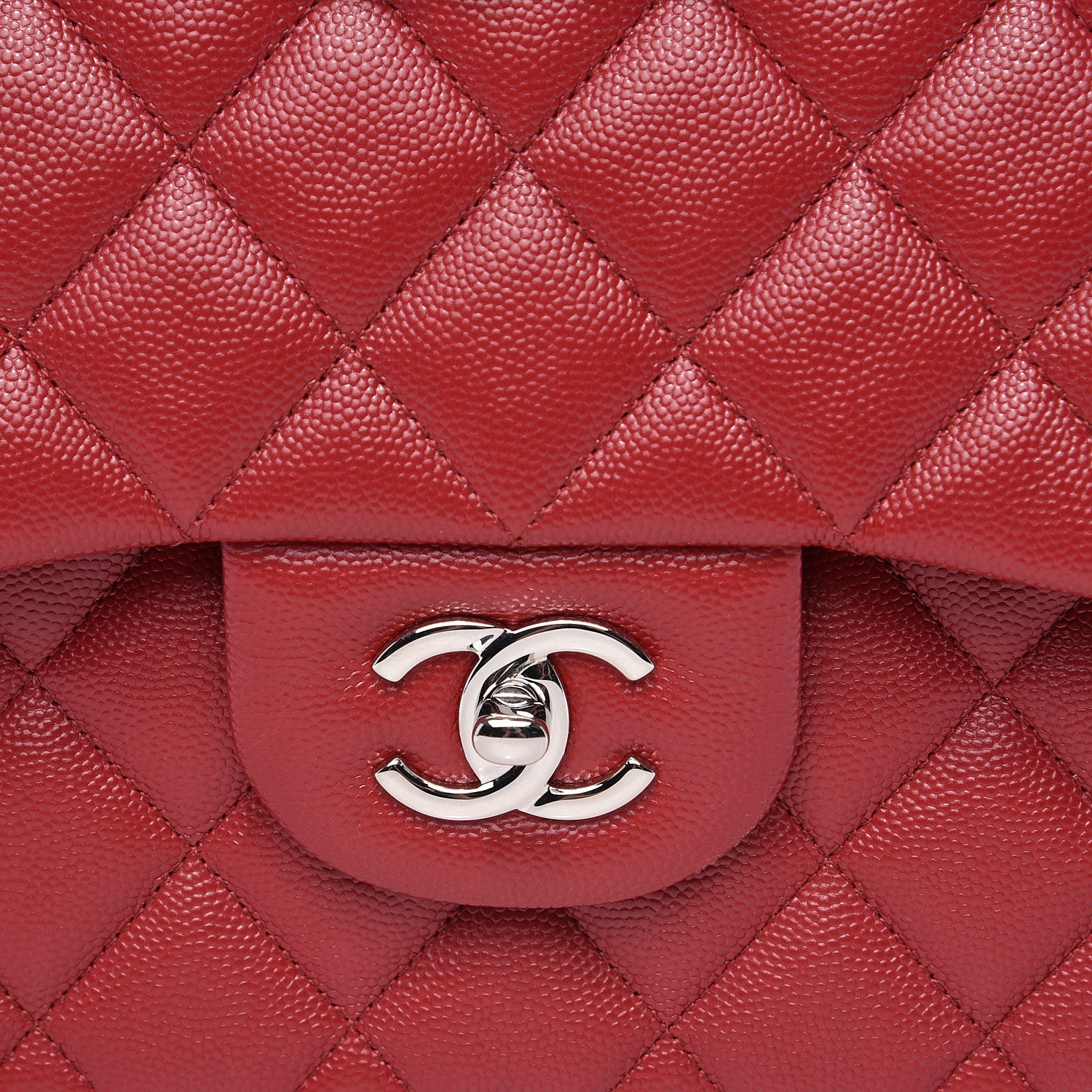 Chanel Caviar Quilted Jumbo Double Flap Red 10 of 14