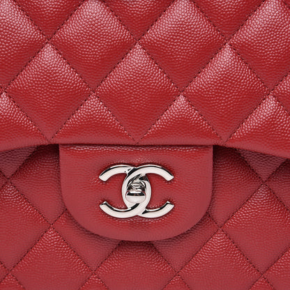 Chanel Caviar Quilted Jumbo Double Flap Red 10 of 14