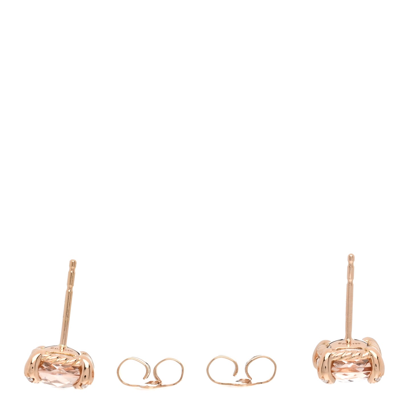 18K Rose Gold Diamond Morganite 8mm Chatelaine Earrings