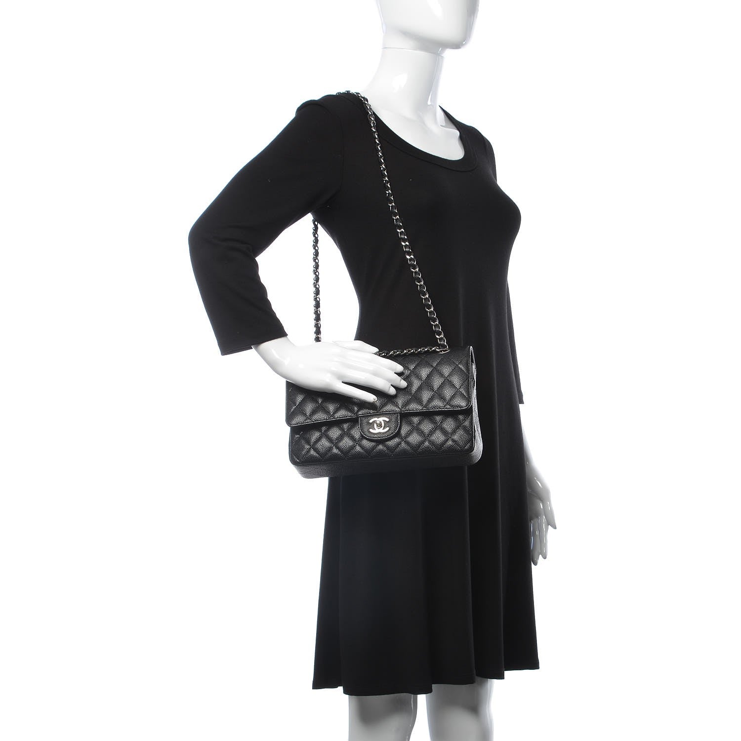 Chanel Caviar Quilted Medium Double Flap Black 2 of 9