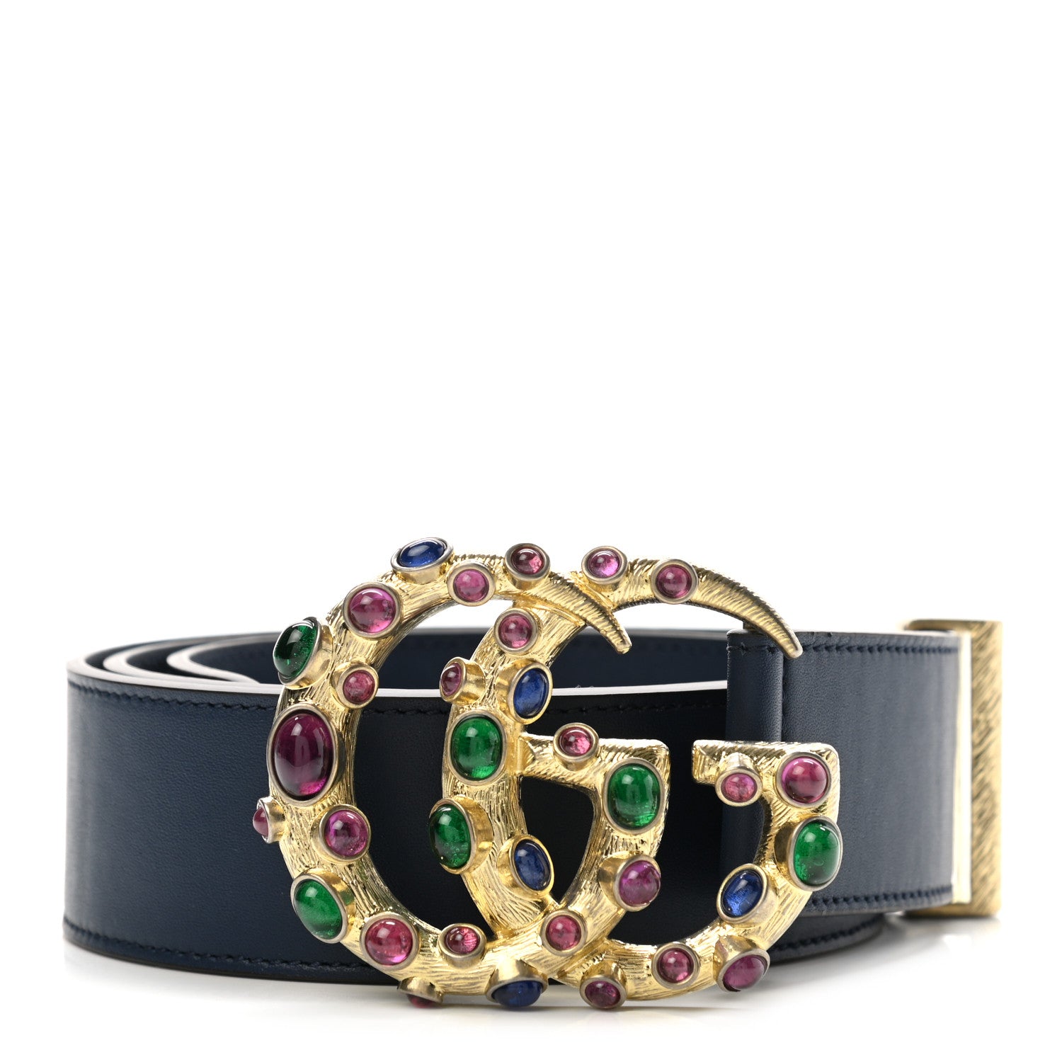 Gucci Calfskin Ceramic Glass Double G 40mm Belt 95 38 Navy Multicolor 1 of 5