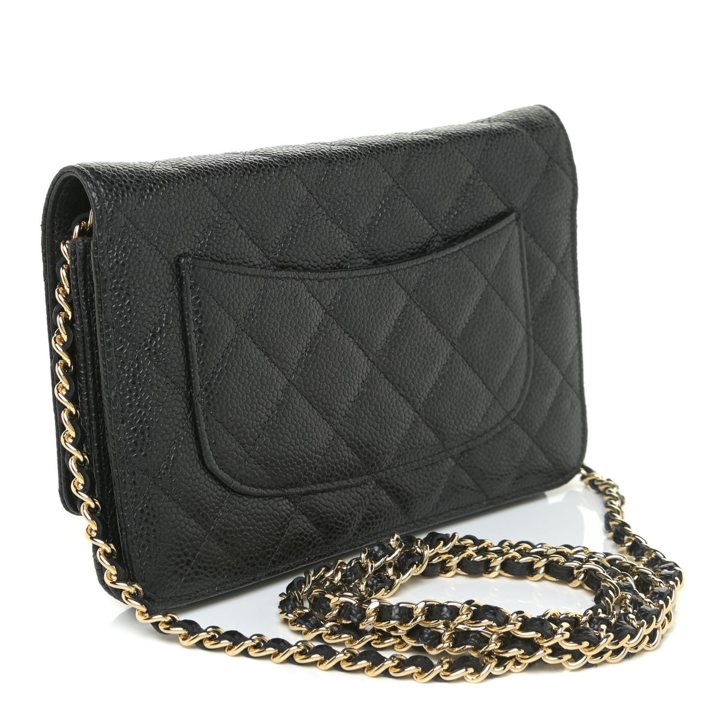 Caviar Quilted Wallet On Chain WOC Black