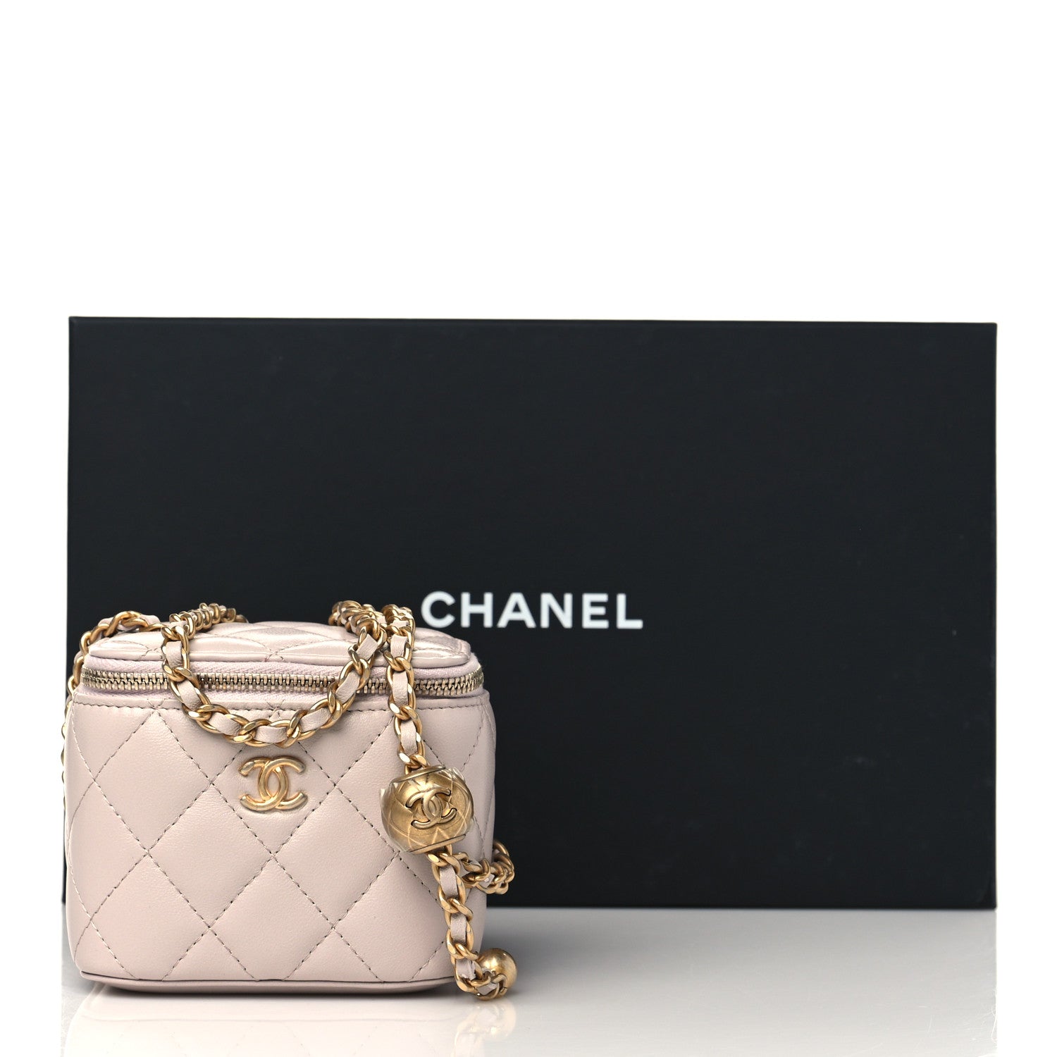 Chanel Lambskin Quilted Pearl Crush Mini Vanity Case With Chain Light Purple 10 of 10
