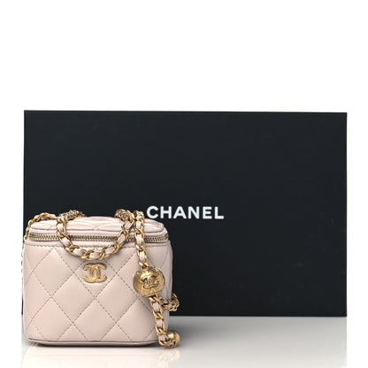 Chanel Lambskin Quilted Pearl Crush Mini Vanity Case With Chain Light Purple 10 of 10