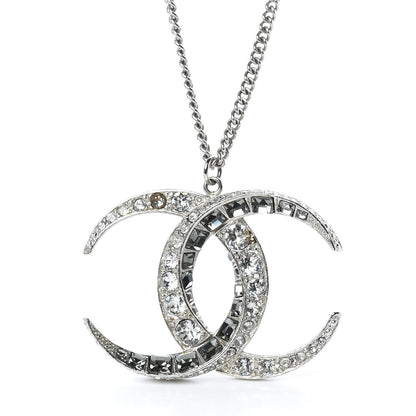 Chanel Baguette Crystal Moon CC Necklace Silver 4 of 7