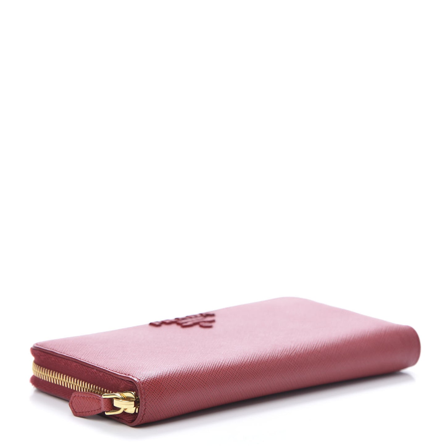 Saffiano Shine Monochrome Zip Around Wallet Fuoco