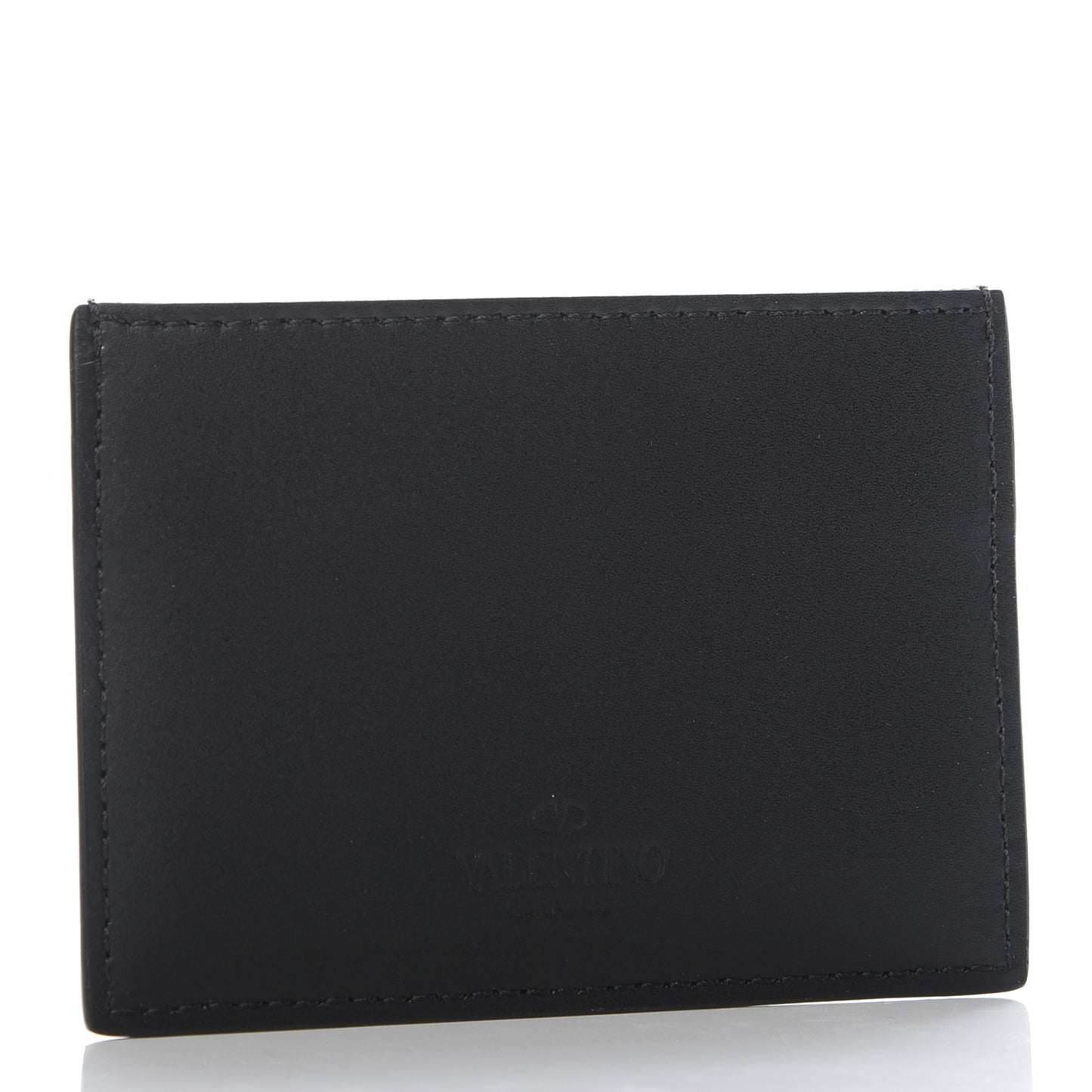 Calfskin VLTN Card Holder Black White