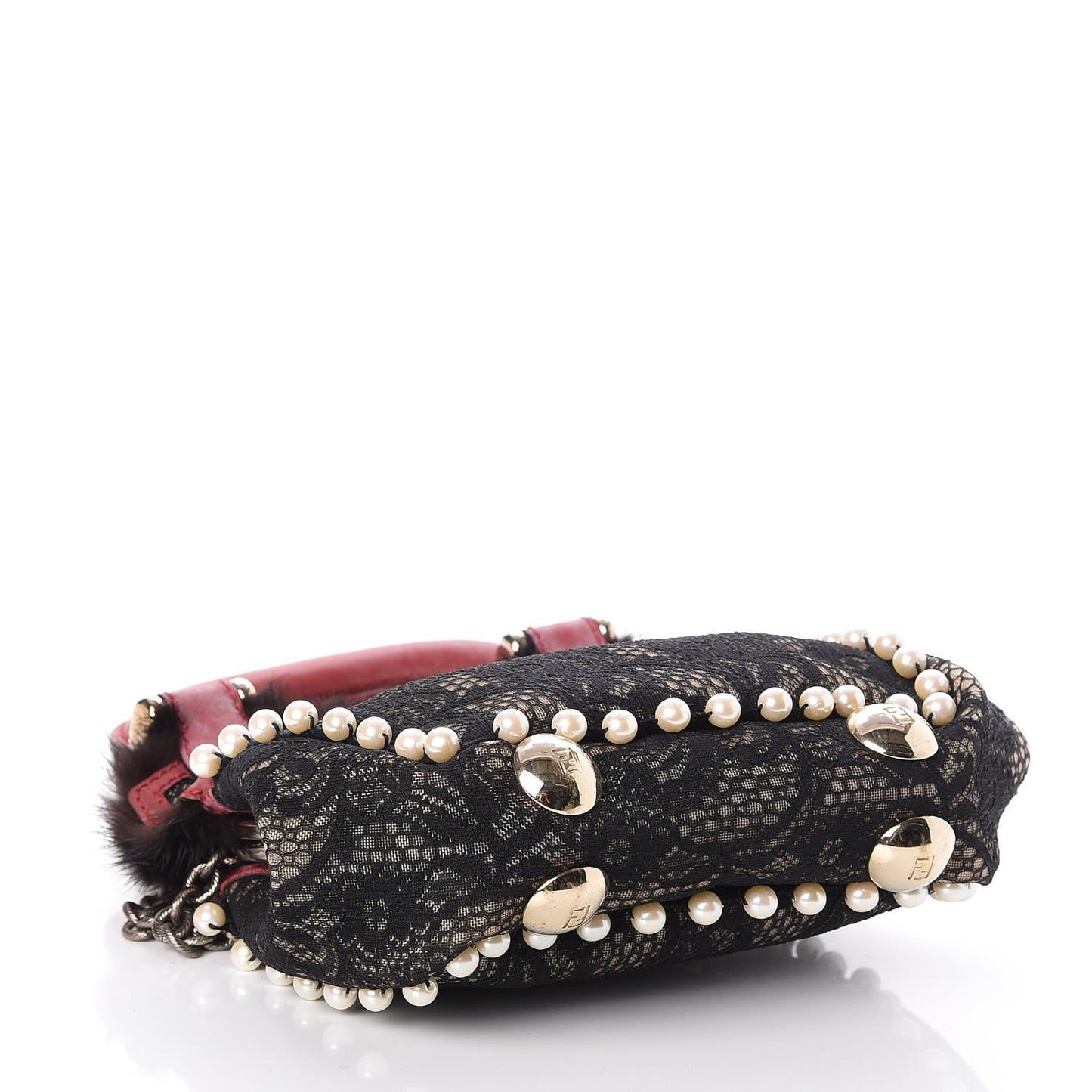 Lace Mink Pearl Mini Neve Shoulder Bag Black