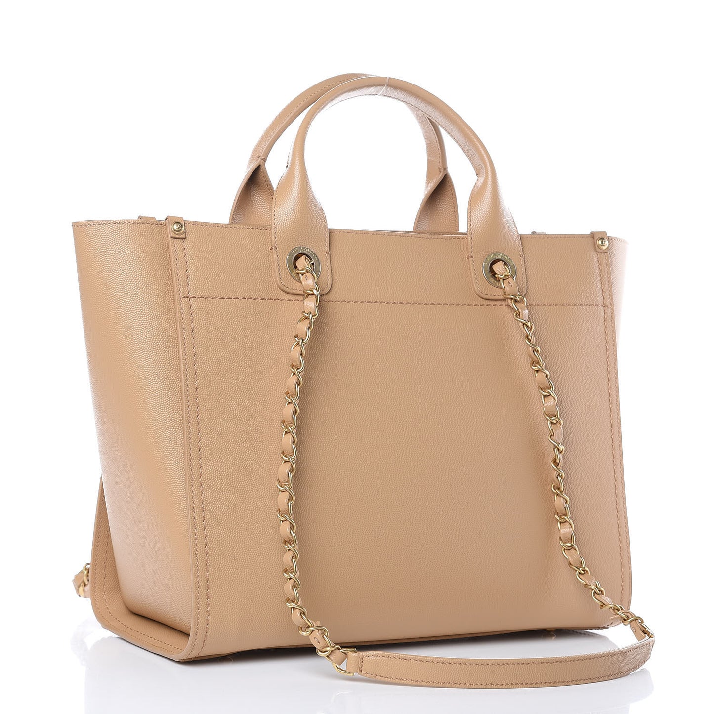 Caviar Small Studded Deauville Tote Beige