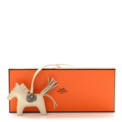Hermes Milo Lambskin Lizard Touch Grigri Rodeo Horse Bag Charm PM Craie Ombre 4 of 4