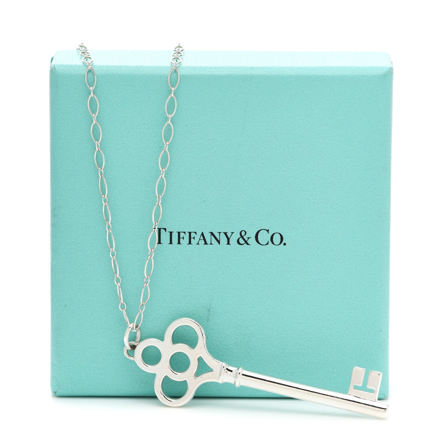 Sterling Silver Large Crown Key Pendant Necklace
