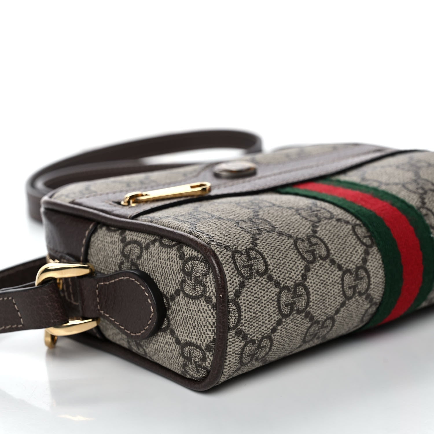 Gucci GG Supreme Monogram Web Mini Ophidia Shoulder Bag Brown 9 of 14