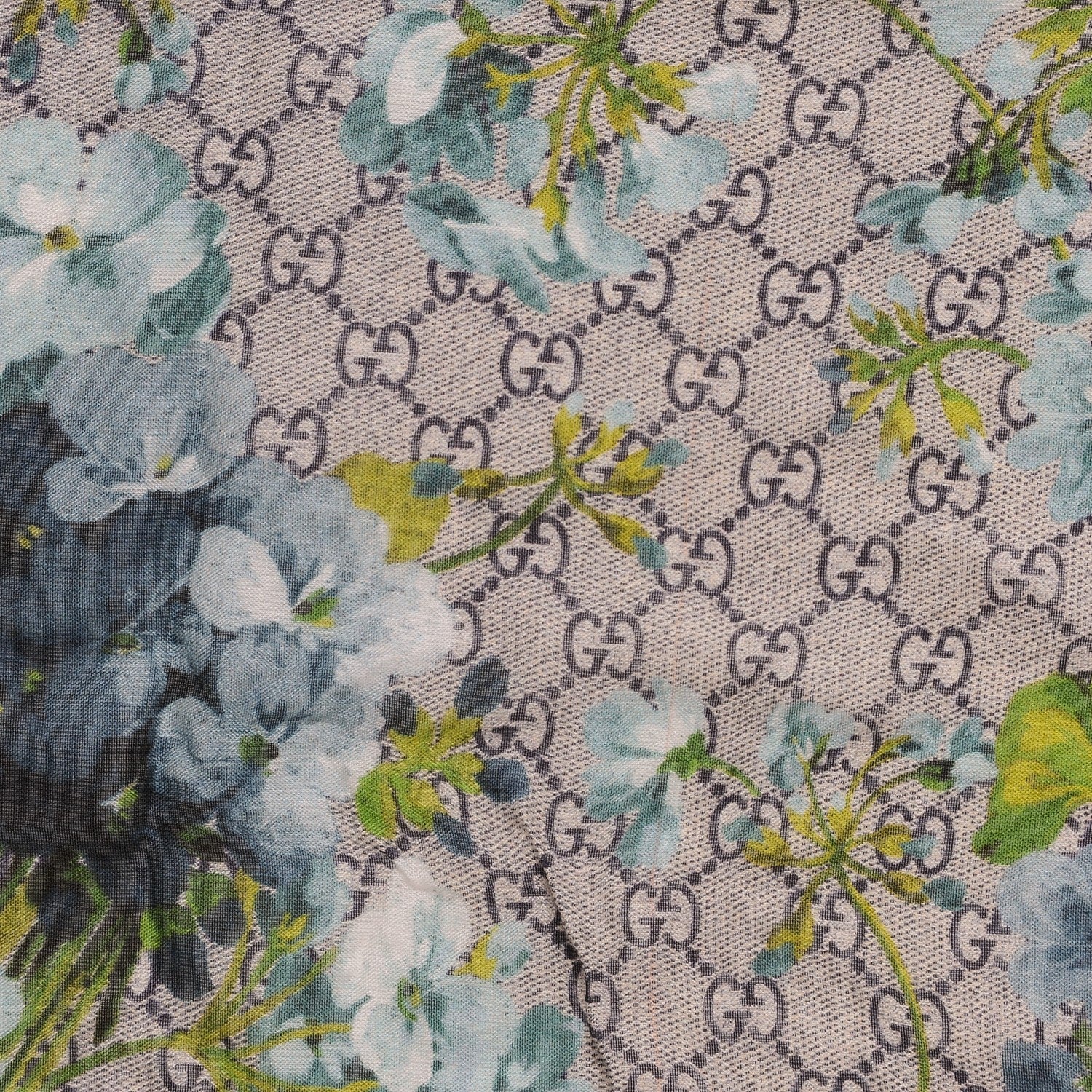 Gucci Modal Silk Monogram New Bloom GG Square Scarf Midnight Blue Sky Blue 4 of 8