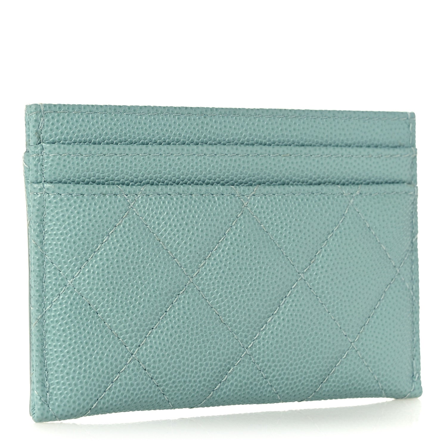 Chanel Caviar Quilted Filigree Card Holder Light Blue 3 of 9