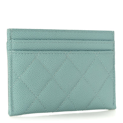 Chanel Caviar Quilted Filigree Card Holder Light Blue 3 of 9