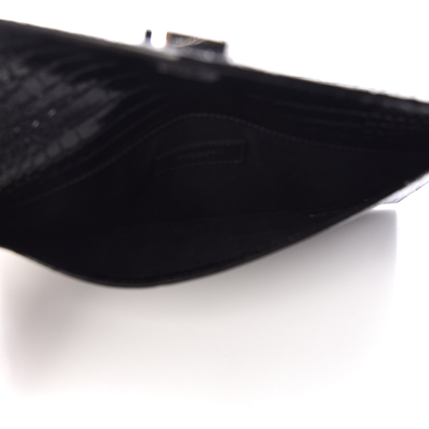 Saint Laurent Calfskin Crocodile Embossed Uptown Monogram Clutch Black 5 of 7