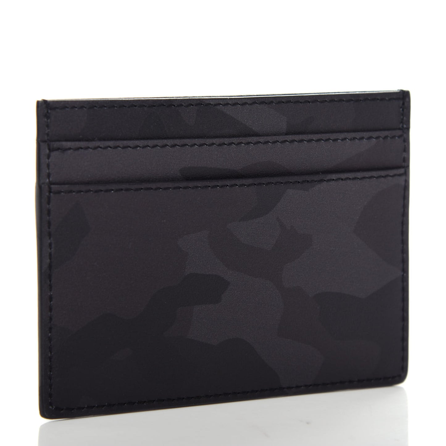 Calfskin Camouflage Credit Card Case Black Grey