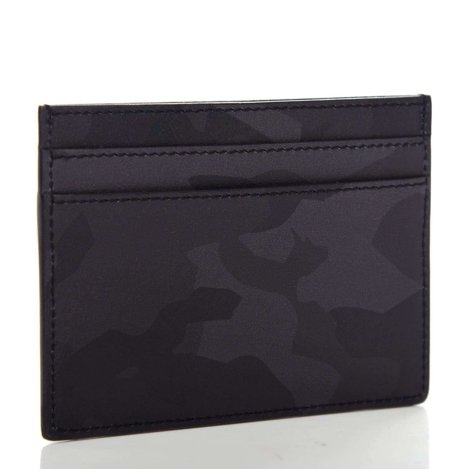 Saint Laurent Calfskin Camouflage Credit Card Case Black Grey 3 of 8