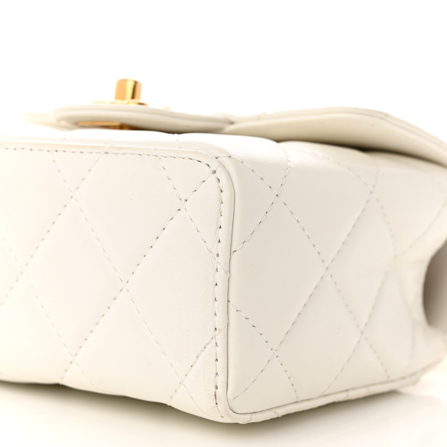 Chanel Lambskin Handle Crush Top Handle Flap Bag White 10 of 11