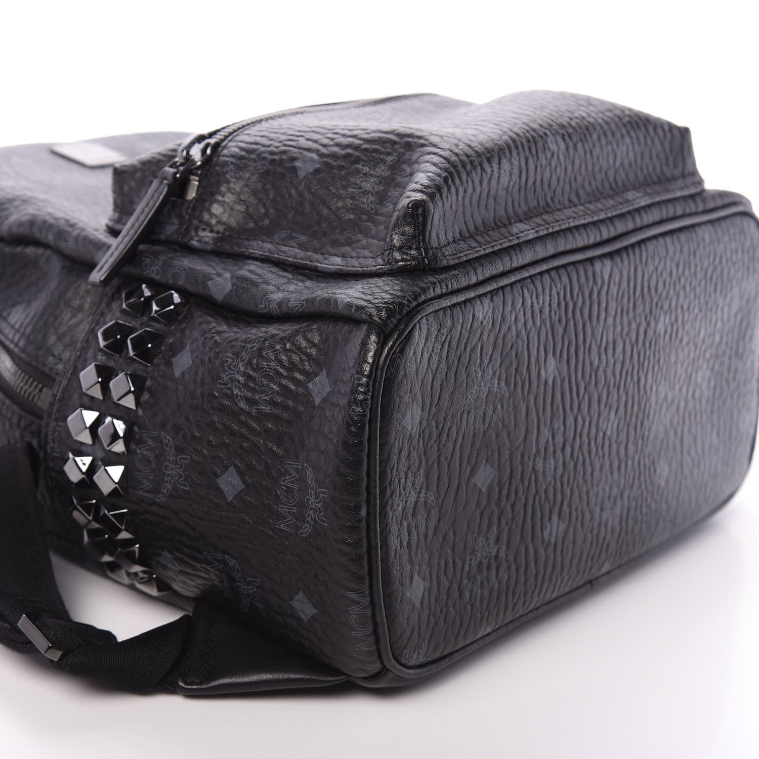 MCM Visetos Small Side Stud Stark Backpack Black 7 of 9