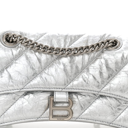 Balenciaga Crushed Calfskin Quilted Small Crush Chain Bag Silver 8 of 13
