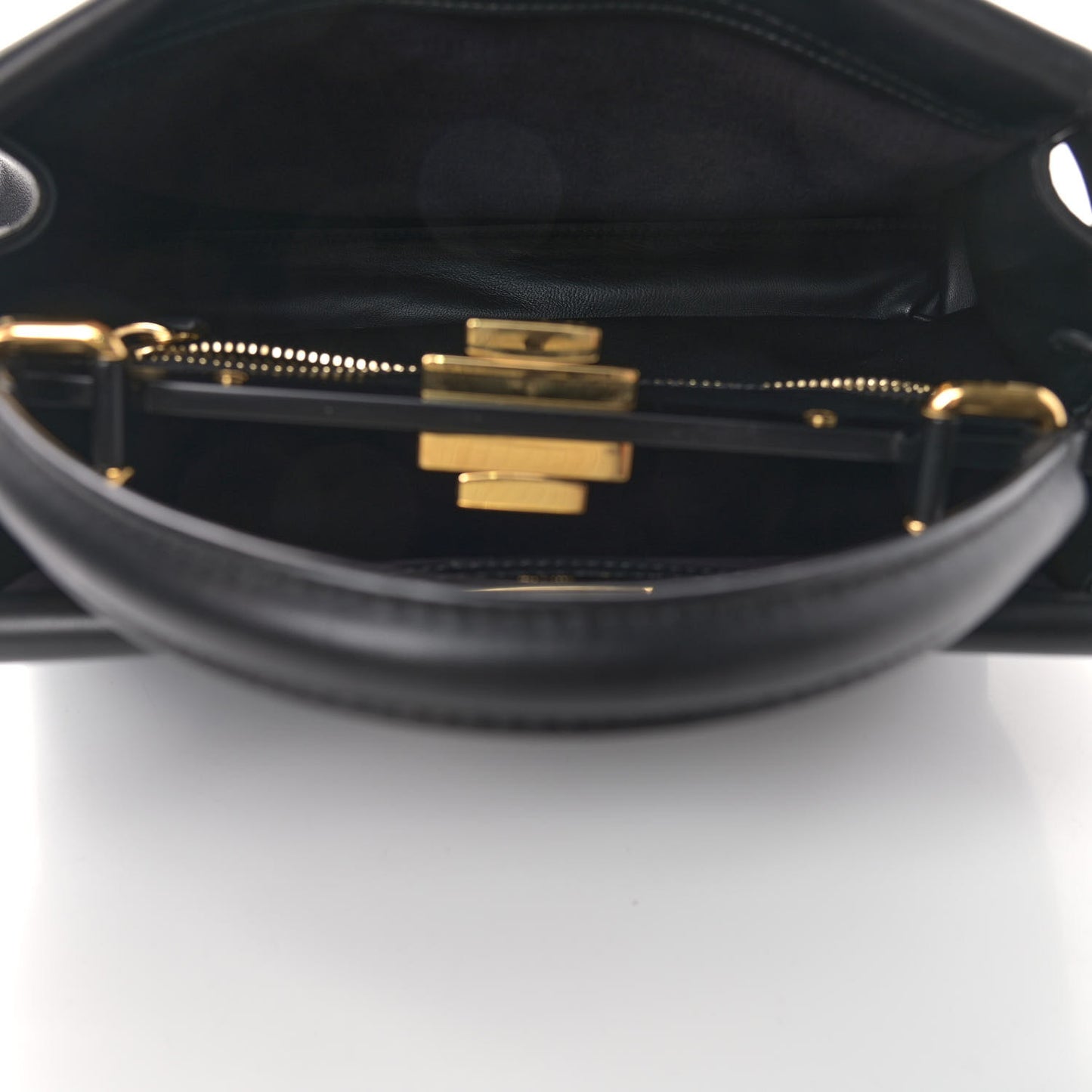 Vitello Seta Shiny Nappa Medium Peekaboo Iconic Satchel Black