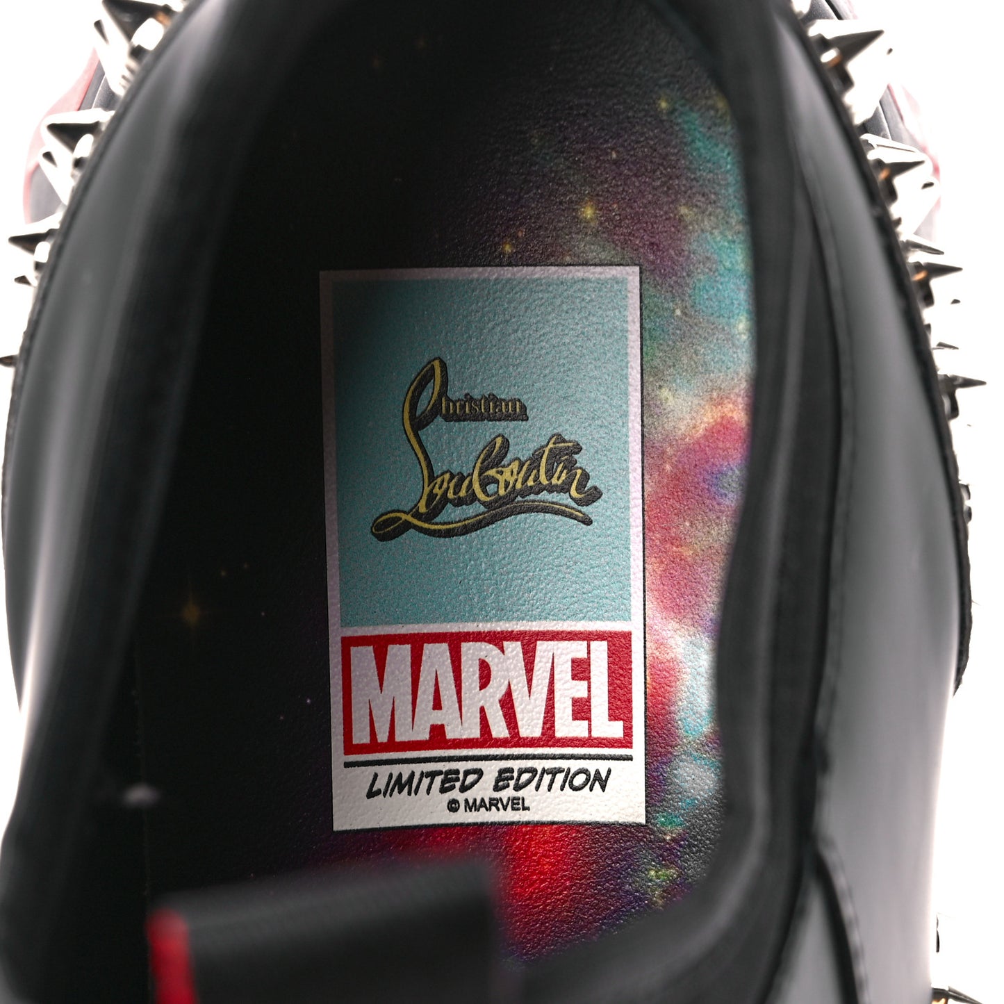 X Marvel Khonshu Calfskin Gommato Loubishark Mens Sneakers 37.5 Black Silver
