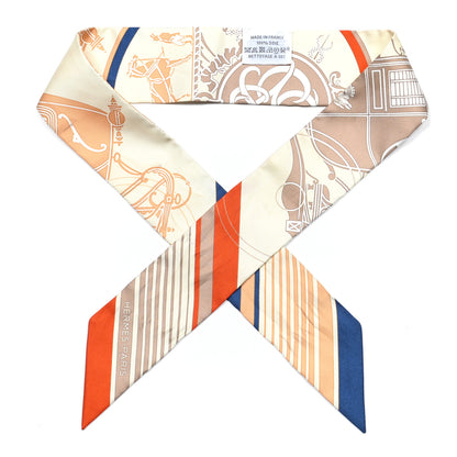 Hermes Silk Ex-Libris Twilly Creme Orange Beige 1 of 5