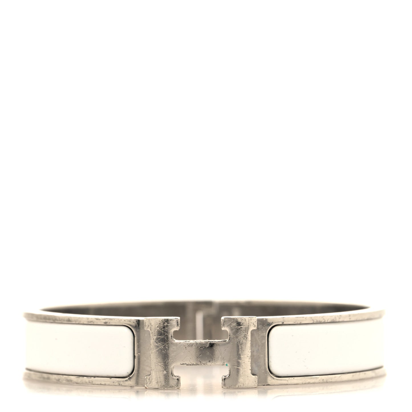 Enamel Narrow Clic Clac H Bracelet GM White