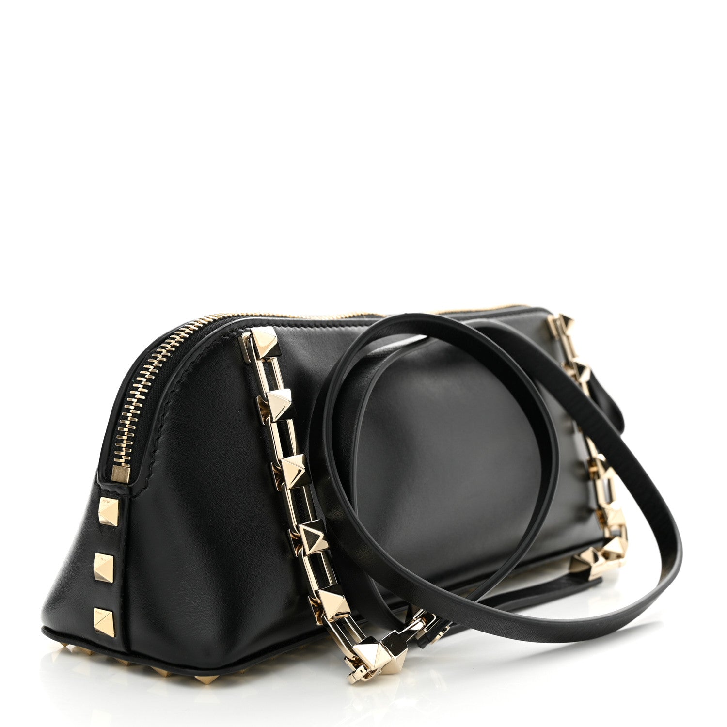 Valentino Garavani Smooth Calfskin Rockstud East West Crossbody Clutch Bag Black 3 of 9
