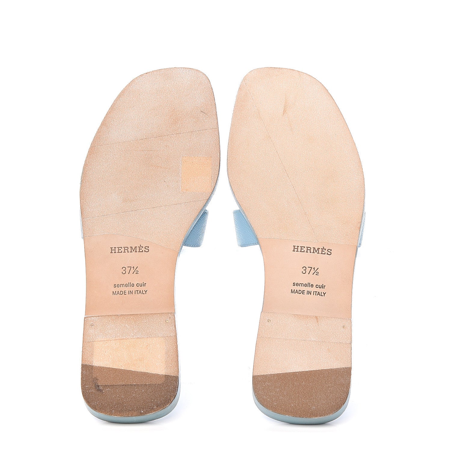 Hermes Epsom Oran Sandals 37.5 Bleu Littoral 6 of 11