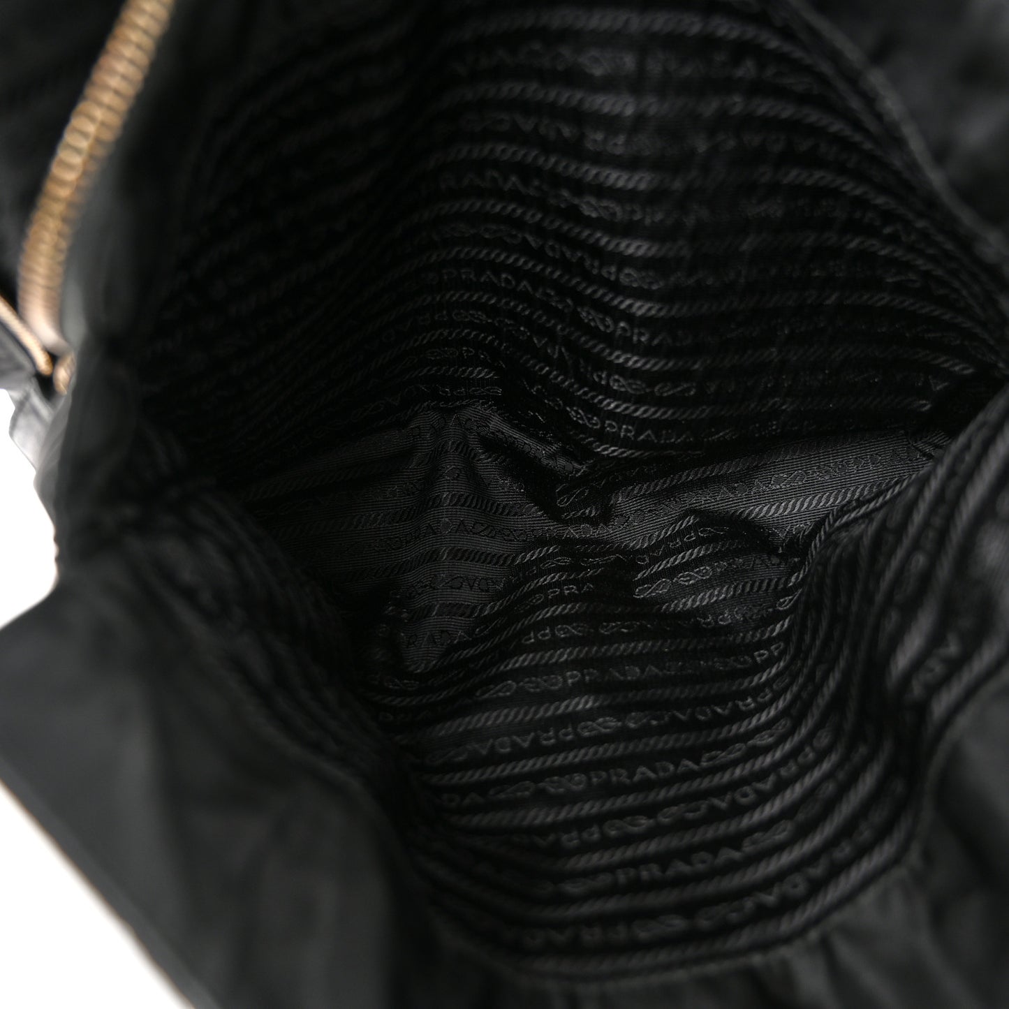 Tessuto Nylon Acciaio Chain Shoulder Bag Black