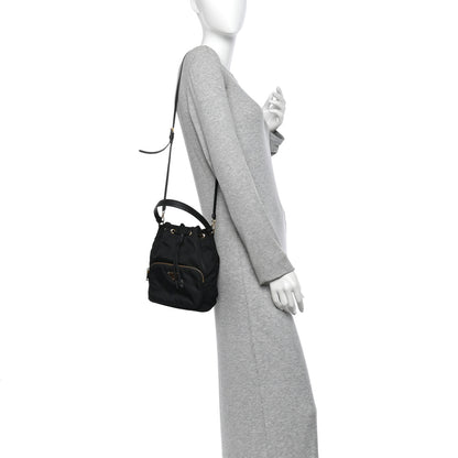 Prada Saffiano Tessuto Nylon Mini Bucket Crossbody Bag Black 2 of 11