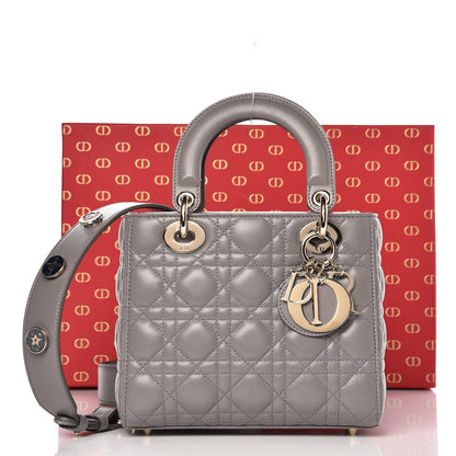 Christian Dior Lambskin Cannage Small Lucky Badges My Lady Dior Grey 8 of 8