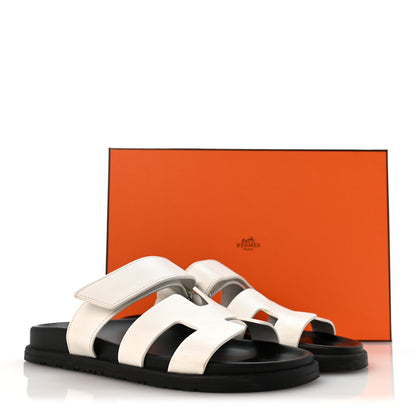 Hermes Calfskin Womens Chypre Sandals 37.5 White 11 of 11