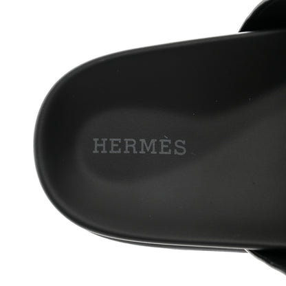 Hermes Calfskin Womens Chypre Sandals 37 Black 7 of 9