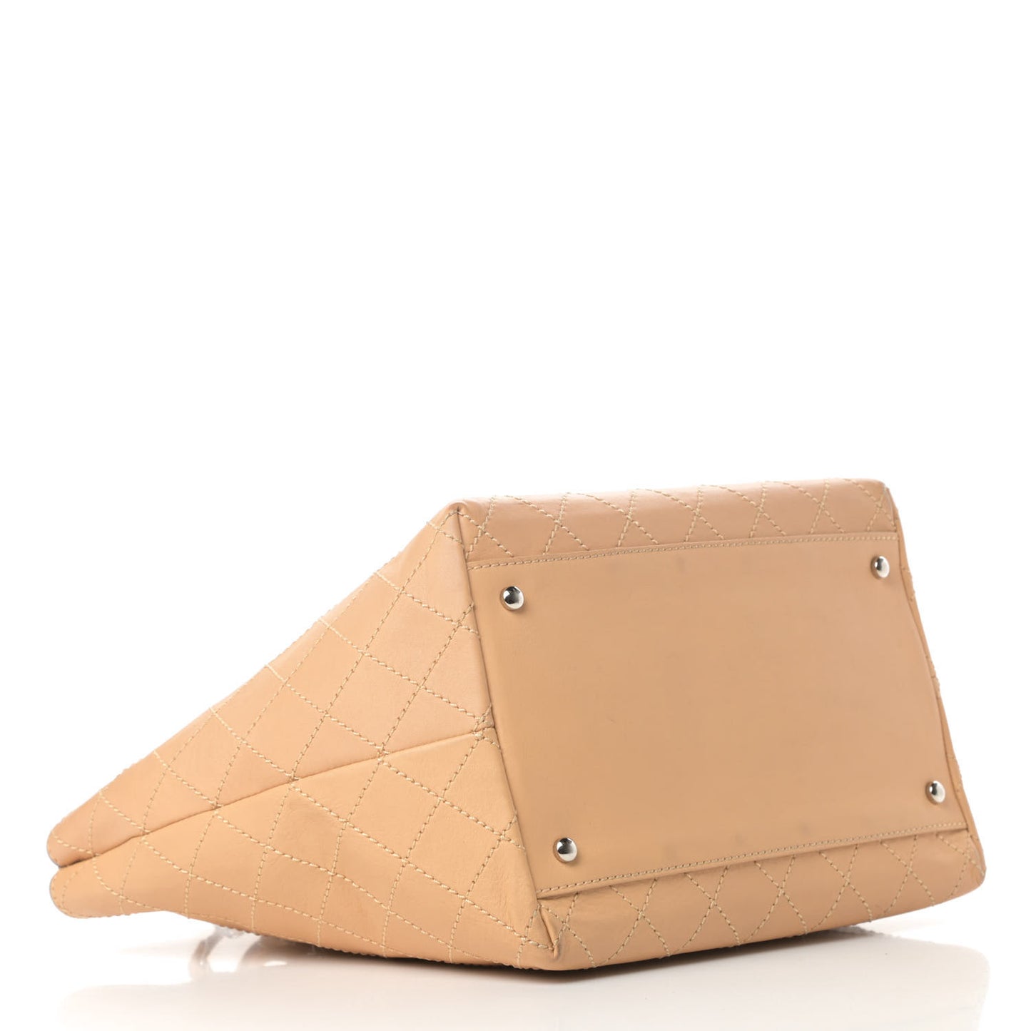 Calfskin Stitched Medium Shopping Tote Beige